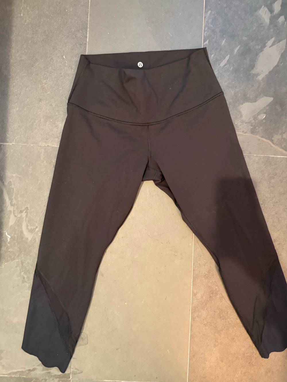 New Lululemon Wunder Under 25” Black Scallop Edge Black Performance Leggings